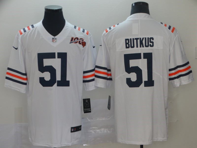 Nike Bears 51 Dick Butkus White 2019 100th Season Alternate Classic Retired Vapor Untouchable Limited Jersey