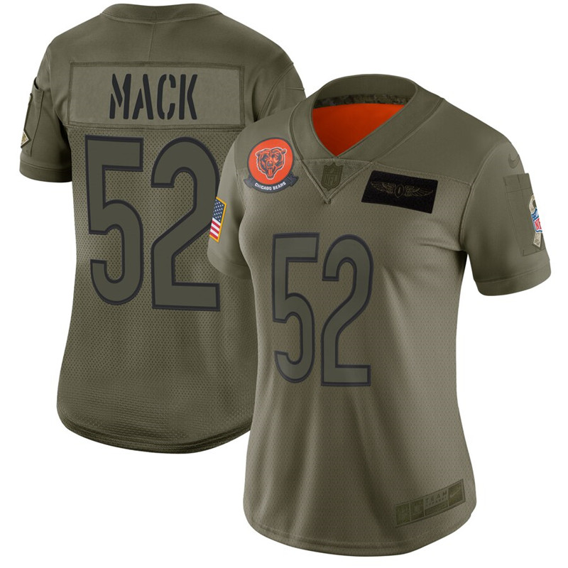 Nike Bears 52 Khalil Mack 2019 Olive Women Salute To Service Limited Jersey