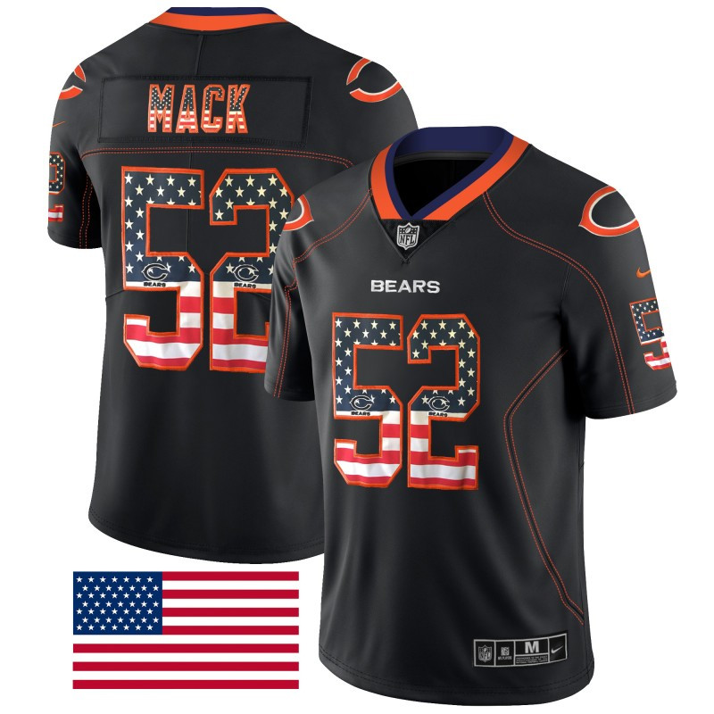  Bears 52 Khalil Mack Black USA Flag Fashion Limited Jersey
