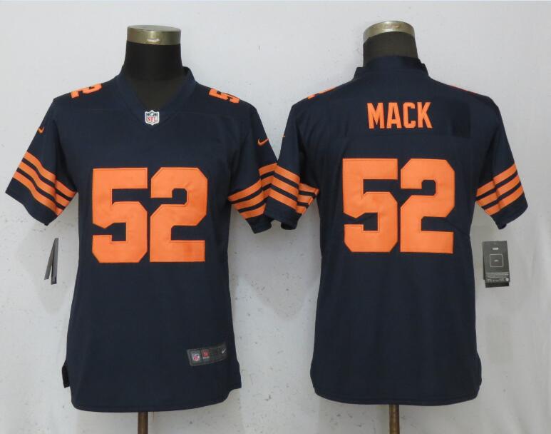  Bears 52 Khalil Mack Navy Women Throwback Vapor Untouchable Limited Jersey