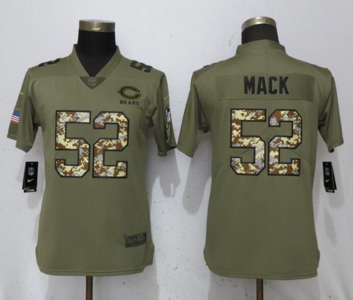  Bears 52 Khalil Mack Olive Camo Women Salute To Service Limited Jersey