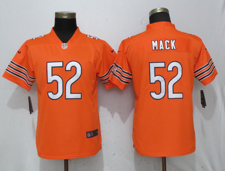  Bears 52 Khalil Mack Orange Women Vapor Untouchable Limited Jersey