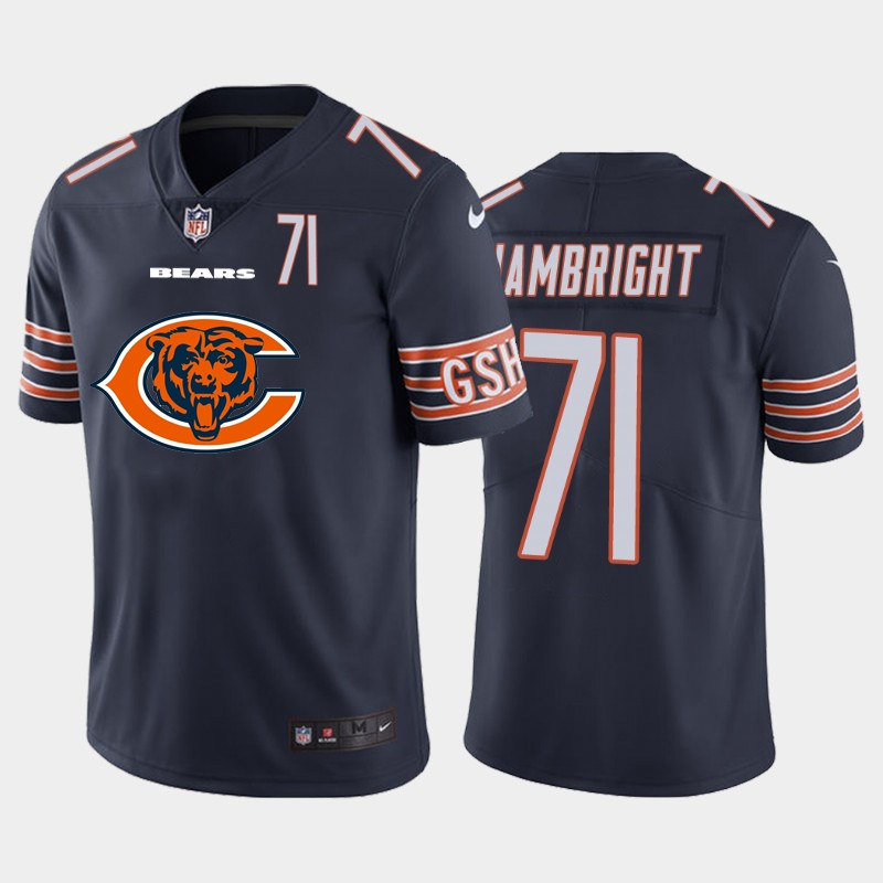 Nike Bears 71 Arlington Hambright Navy Team Big Logo Number Vapor Untouchable Limited Jersey