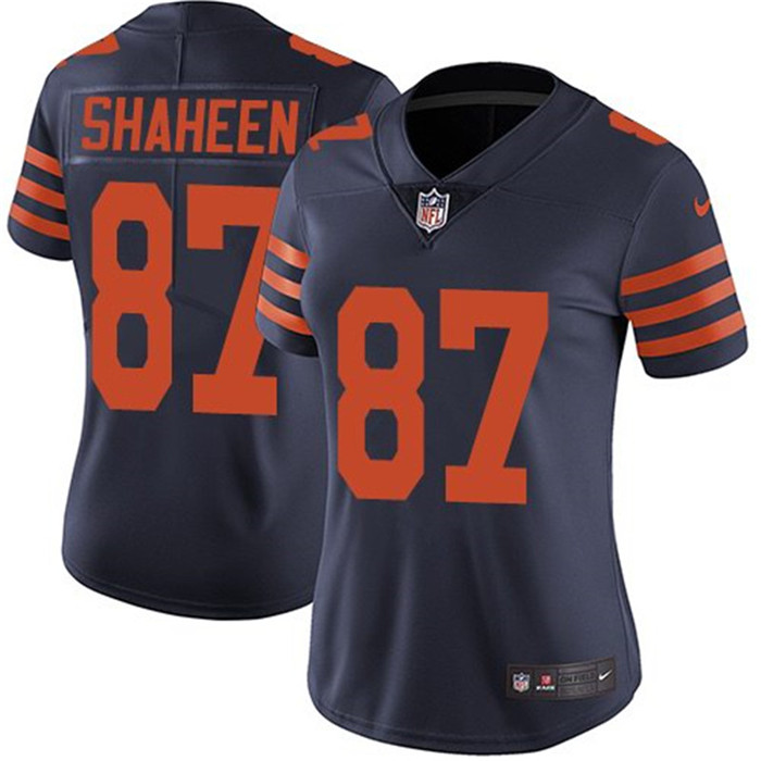  Bears 87 Adam Shaheen Navy Throwback Women Vapor Untouchable Limited Jersey