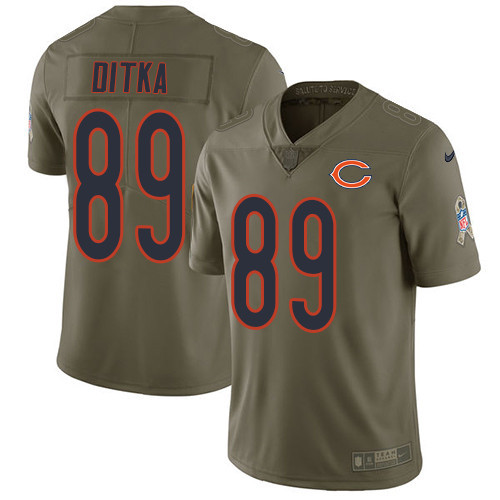  Bears 89 Mike Ditka Olive Salute To Service Limited Jersey