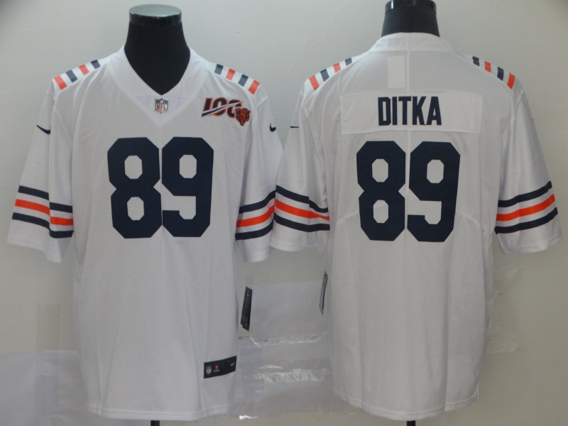 Nike Bears 89 Mike Ditka White 2019 100th Season Alternate Classic Retired Vapor Untouchable Limited Jersey
