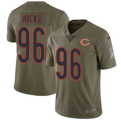  Bears 96 Akiem Hicks Olive Salute To Service Limited Jersey