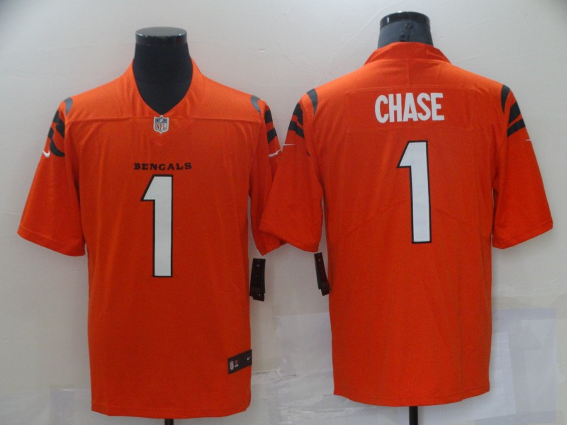Nike Bengals 1 Ja'Marr Chase Orange 2021 NFL Draft Vapor Untouchable Limited Jersey