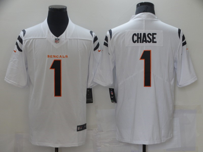 Nike Bengals 1 Ja'Marr Chase White 2021 NFL Draft Vapor Untouchable Limited Jersey