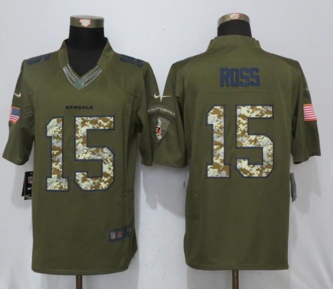  Bengals 15 John Ross Green Salute to Service Limited Jersey