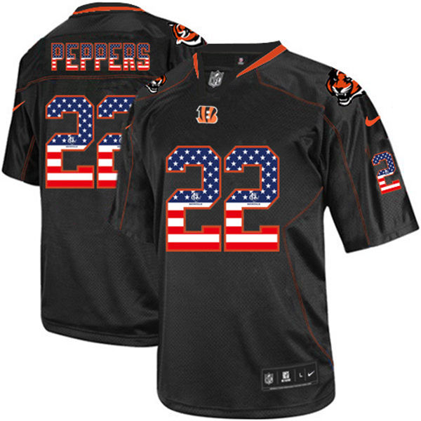  Bengals 22 Jabrill Peppers Black USA Flag Fashion Elite Jersey