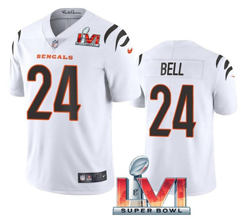 Nike Bengals 24 Vonn Bell White 2022 Super Bowl LVI Vapor Limited Jersey