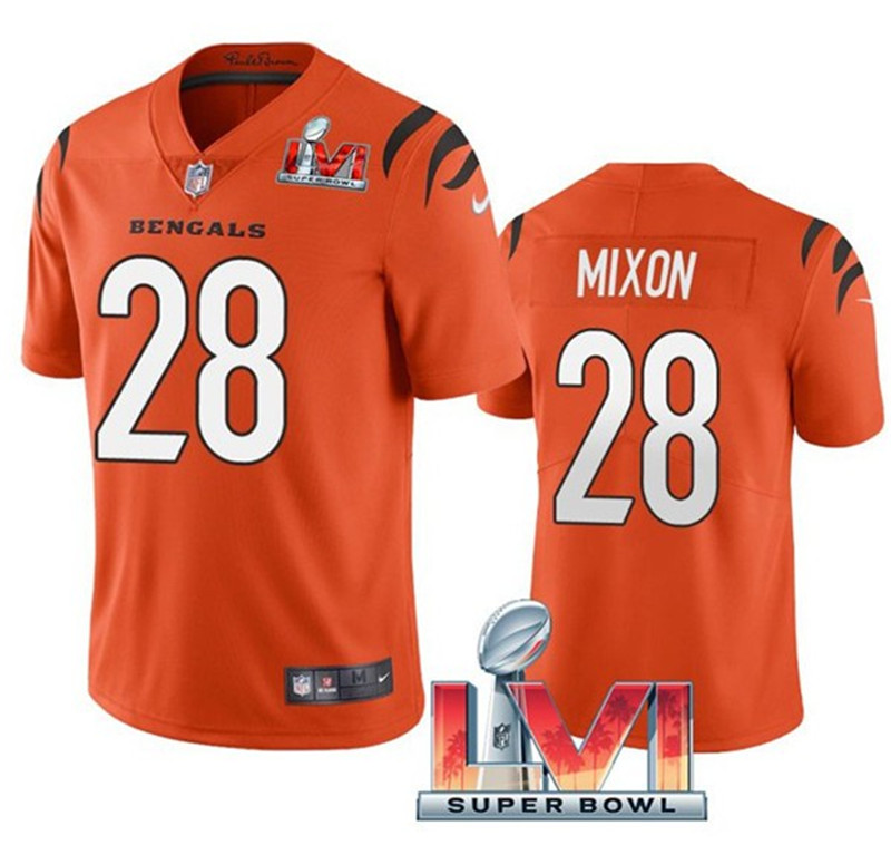 زيت اللبان الذكر Nike Bengals 28 Joe Mixon Orange 2022 Super Bowl LVI Vapor Limited ... زيت اللبان الذكر