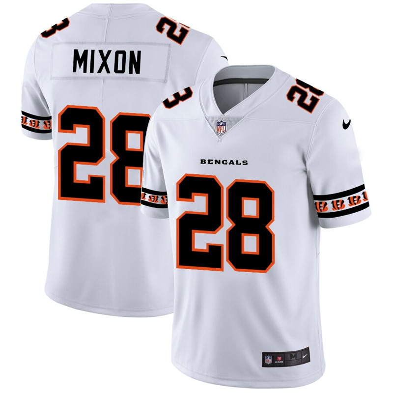 Nike Bengals 28 Joe Mixon White Team Logos Fashion Vapor Limited Jersey