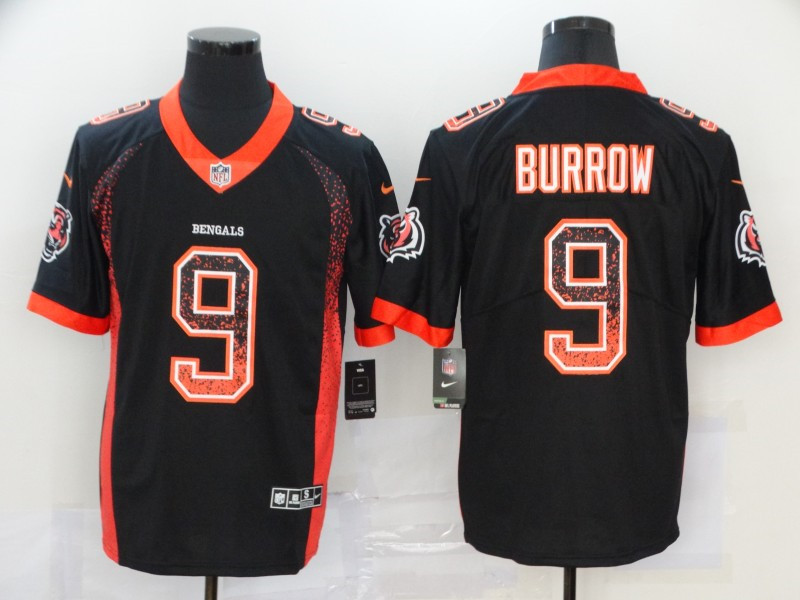 Nike Bengals 9 Joe Burrow Black Drift Fashion Limited Jersey