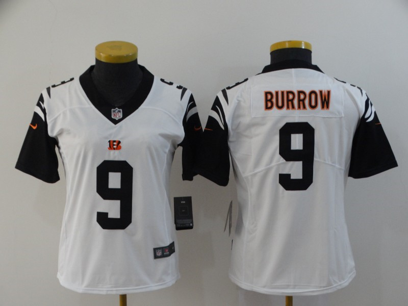 Nike Bengals 9 Joe Burrow Black Women 2020 NFL Draft First Round Pick Color Rush Limited Jersey