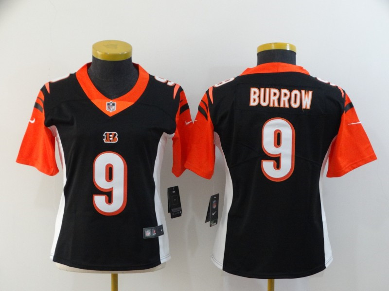 Nike Bengals 9 Joe Burrow Black Women 2020 NFL Draft First Round Pick Vapor Untouchable Limited Jersey