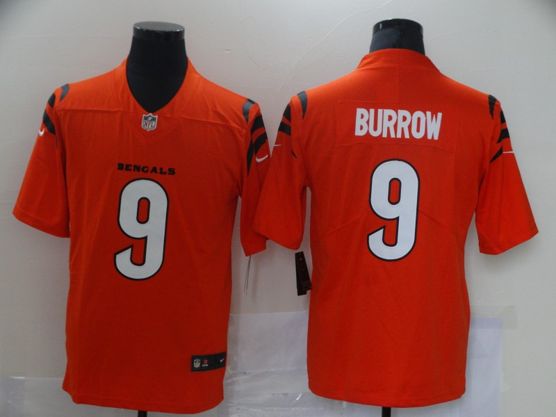 Nike Bengals 9 Joe Burrow Orange Vapor Limited Jersey