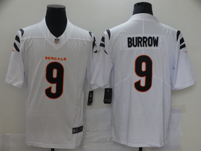 Nike Bengals 9 Joe Burrow White Vapor Limited Jersey