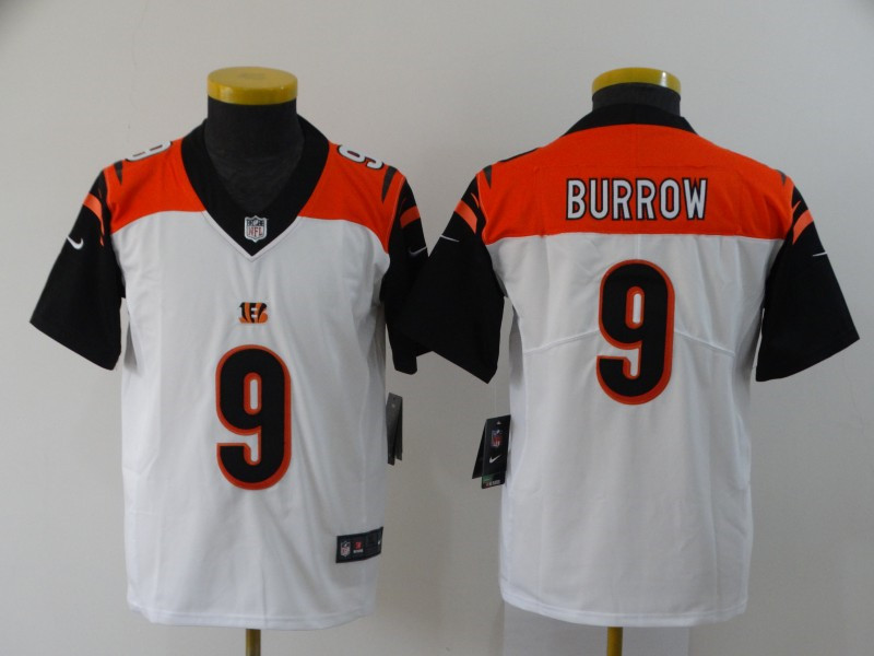 Nike Bengals 9 Joe Burrow White Youth 2020 NFL Draft First Round Pick Vapor Untouchable Limited Jersey