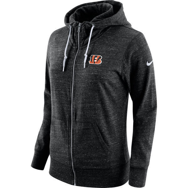  Bengals Fresh Logo Black Women's Full Zip Hoodie