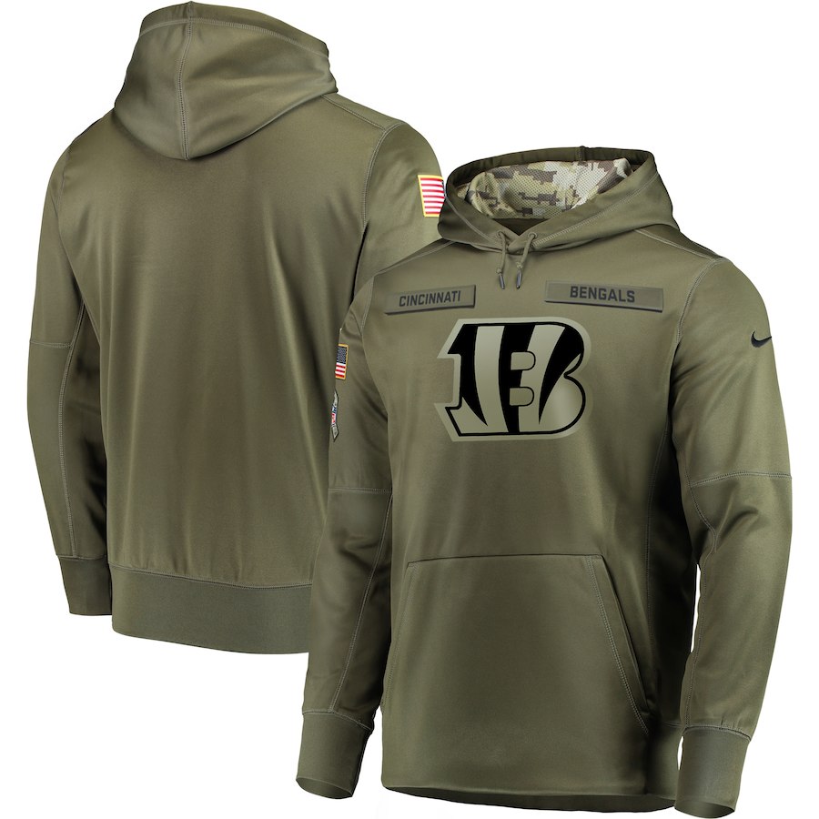  Bengals Olive Salute To Service Men's Pullove Hoodie