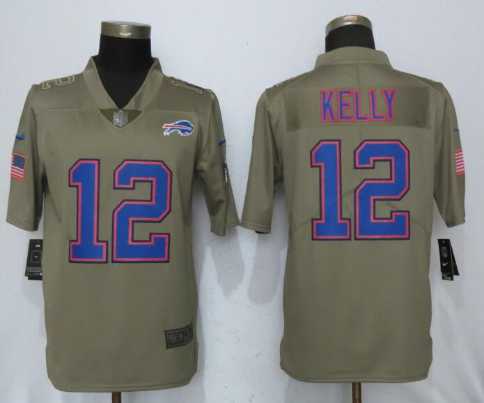  Bills 12 Jim Kelly Olive Salute To Service Limited Jersey