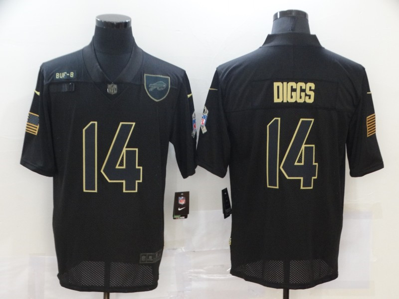 Nike Bills 14 Stefon Diggs Black 2020 Salute To Service Limited Jersey