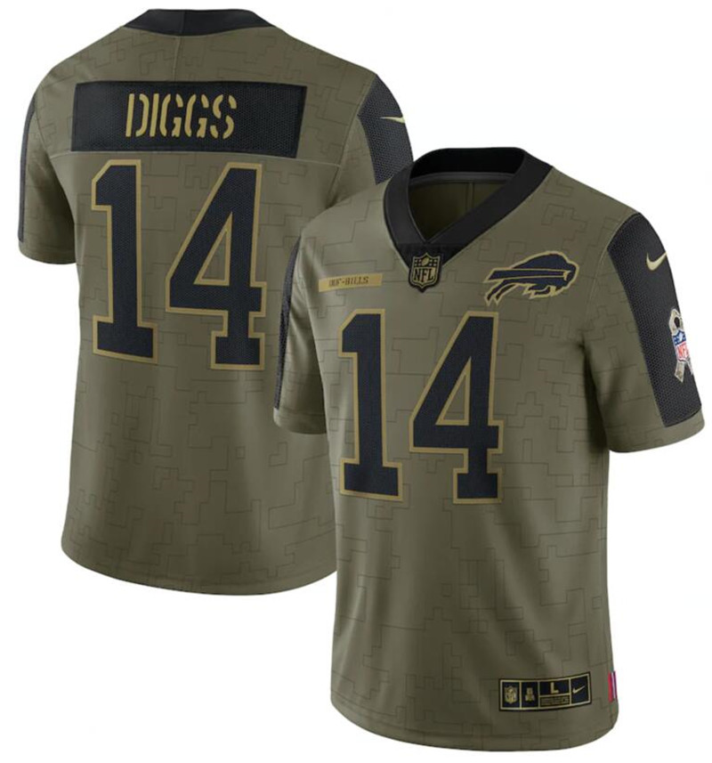 Nike Bills 14 Stefon Diggs Olive 2021 Salute To Service Limited Jersey