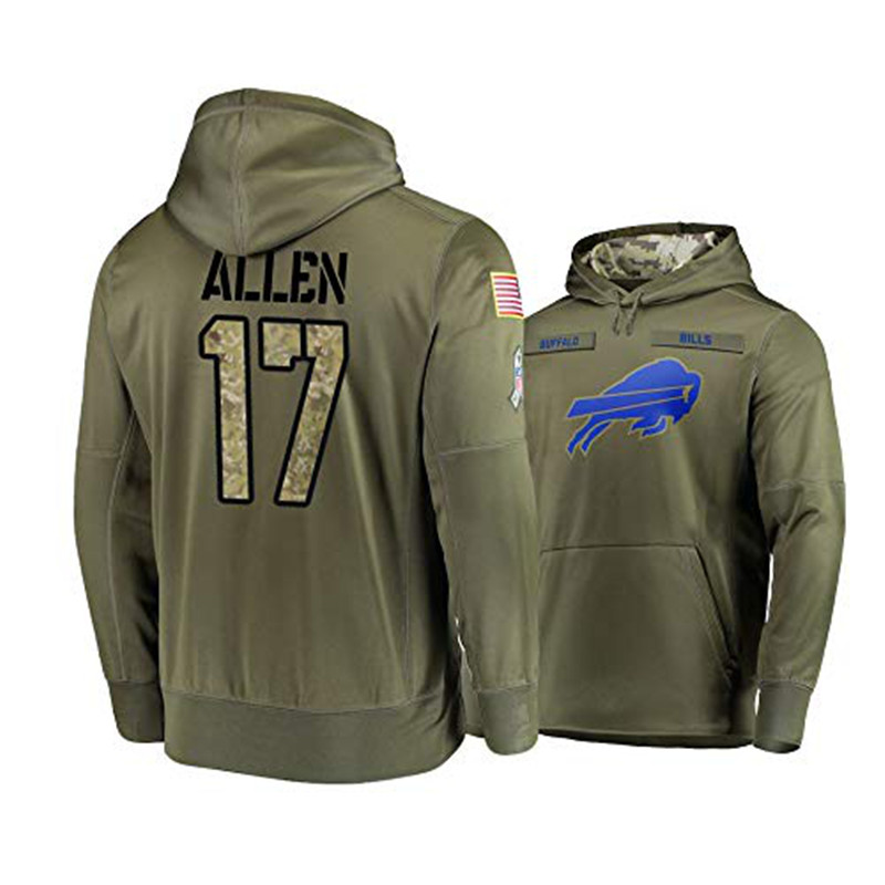 Nike Bills 17 Josh Allen 2019 Salute To Service Stitched Hooded Sweatshirt