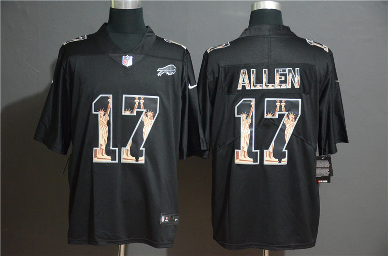 Nike Bills 17 Josh Allen Black Statue of Liberty Limited Jersey