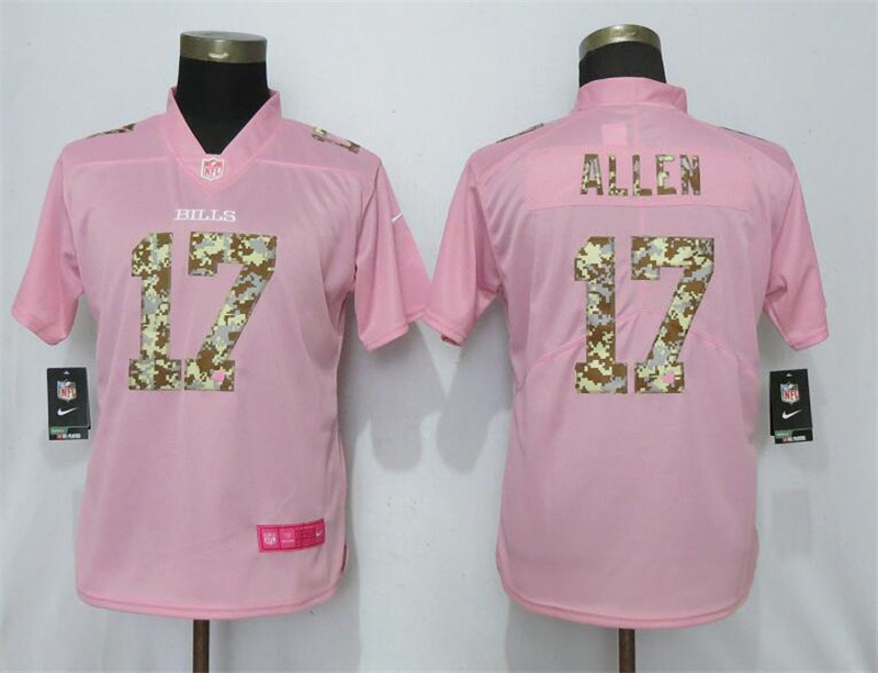Nike Bills 17 Josh Allen Pink Camo Fashion Women Limited Jersey