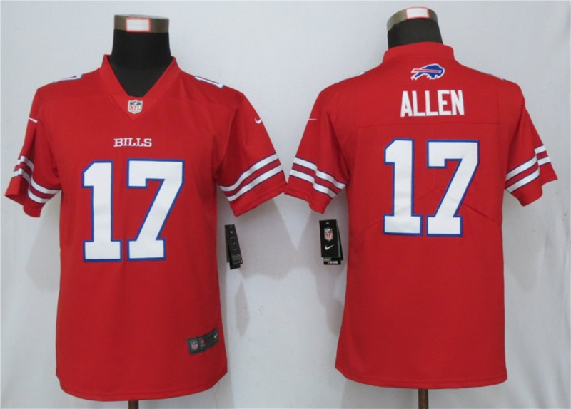 Nike Bills 17 Josh Allen Red Women Color Rush Limited Jersey