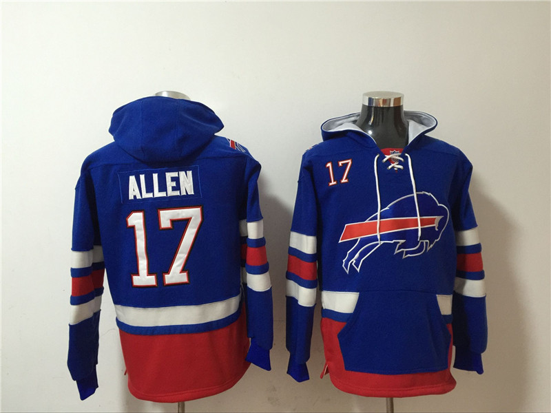 Nike Bills 17 Josh Allen Royal All Stitched Hooded Sweatshirt