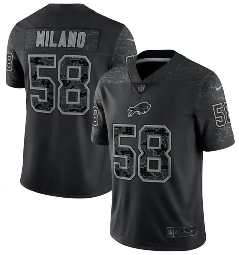 Nike Bills 58 Matt Milano Black RFLCTV Limited Jersey