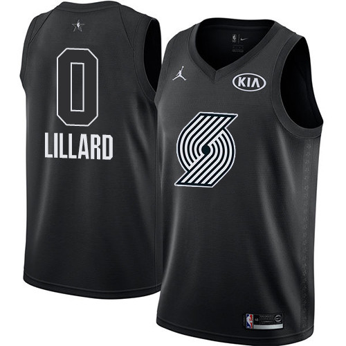  Blazers #0 Damian Lillard Black NBA Jordan Swingman 2018 All Star Game Jersey