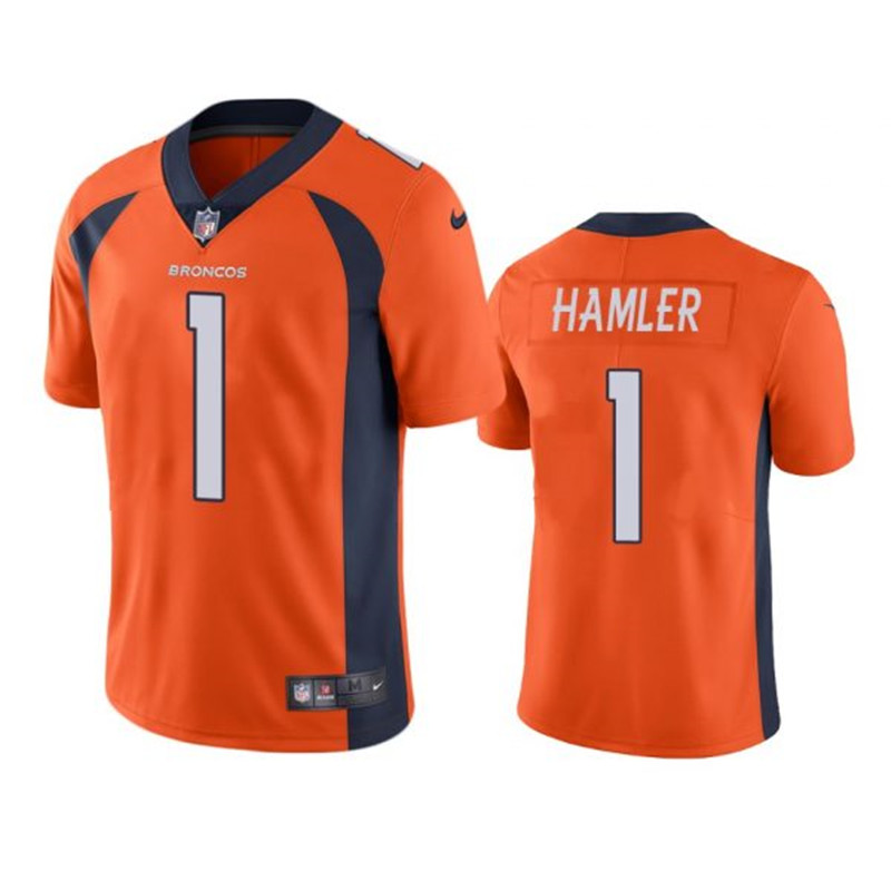 Nike Broncos 1 KJ Hamler Orange Vapor Untouchable Limited Jersey