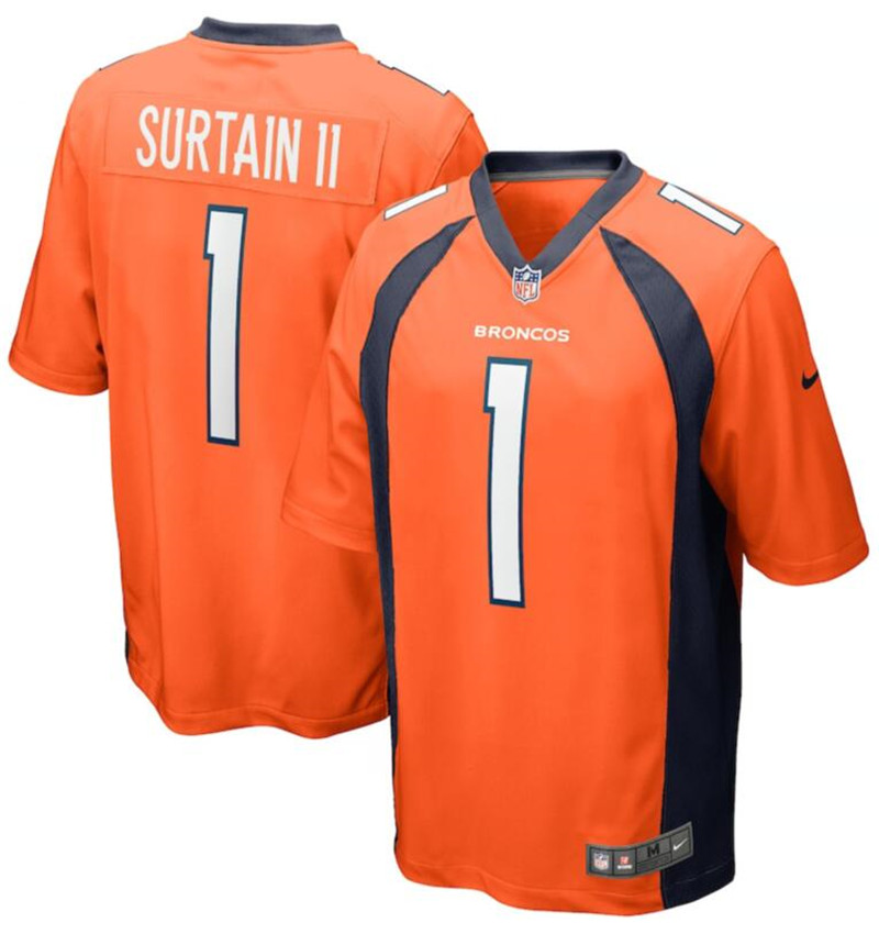 Nike Broncos 1 Patrick Surtain II Orange 2021 NFL Draft Vapor Untouchable Limited Jersey