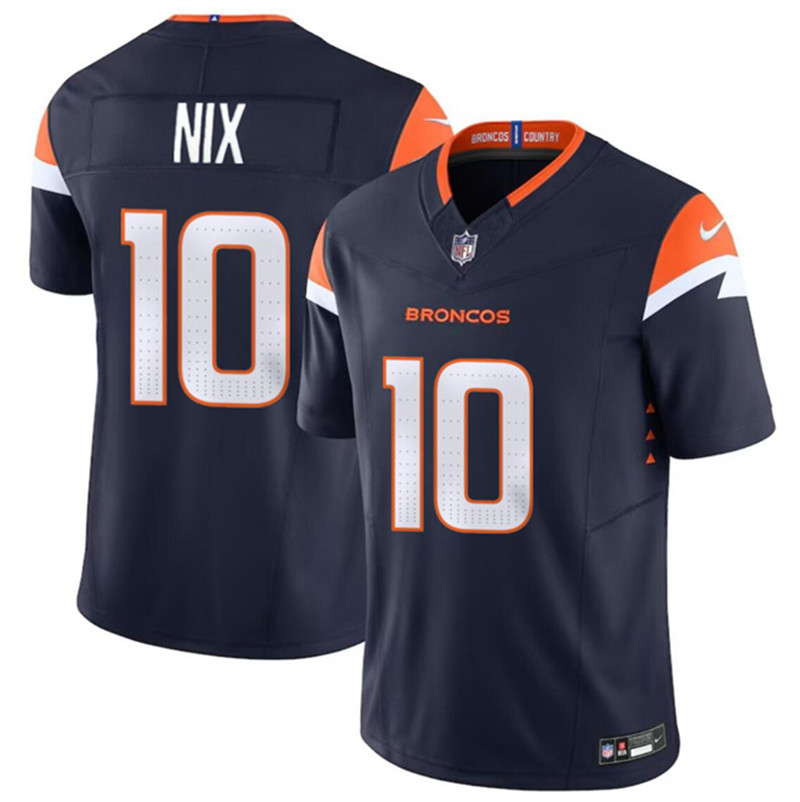 Nike Broncos 10 Bo Nix Navy 2024 NFL Draft Vapor Limited Jersey