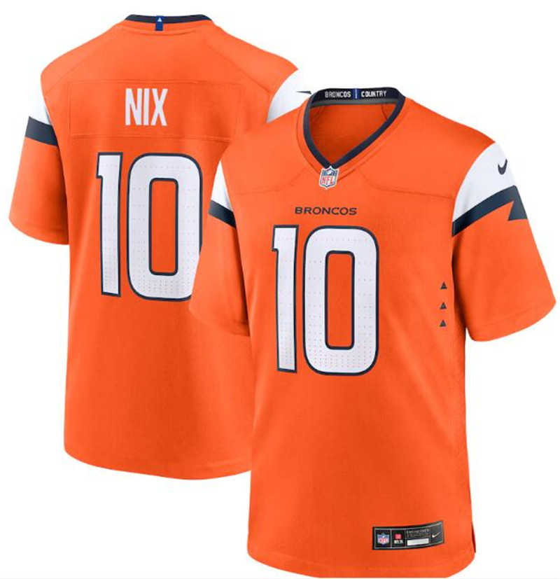 Nike Broncos 10 Bo Nix Orange 2024 NFL Draft Vapor Limited Jersey