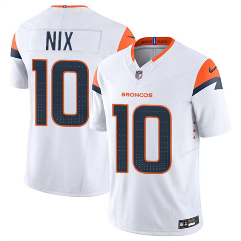 Nike Broncos 10 Bo Nix White 2024 NFL Draft Vapor Limited Jersey