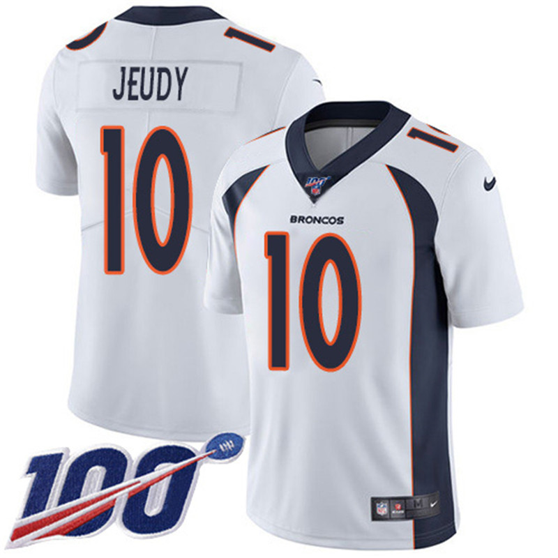 Nike Broncos 10 Jerry Jeudy White 100th Season Vapor Untouchable Limited Jersey