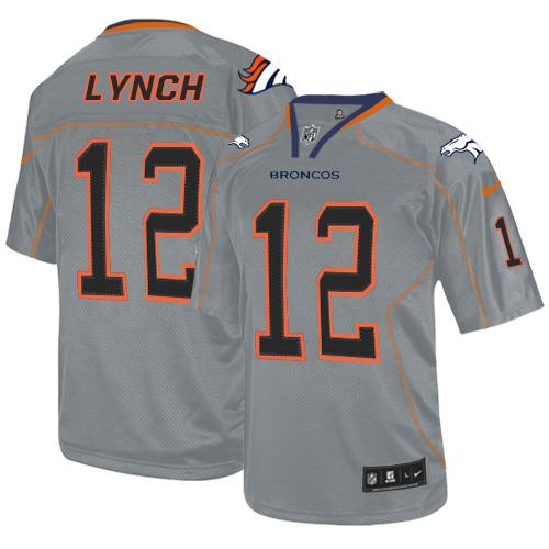 Broncos 12 Paxton Lynch Lights Out Grey Men Stitched NFL Elite Jersey
