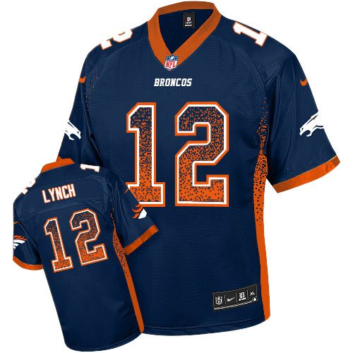  Broncos 12 Paxton Lynch Navy Blue Alternate Men Stitched NFL Elite Drift Fashion Jersey