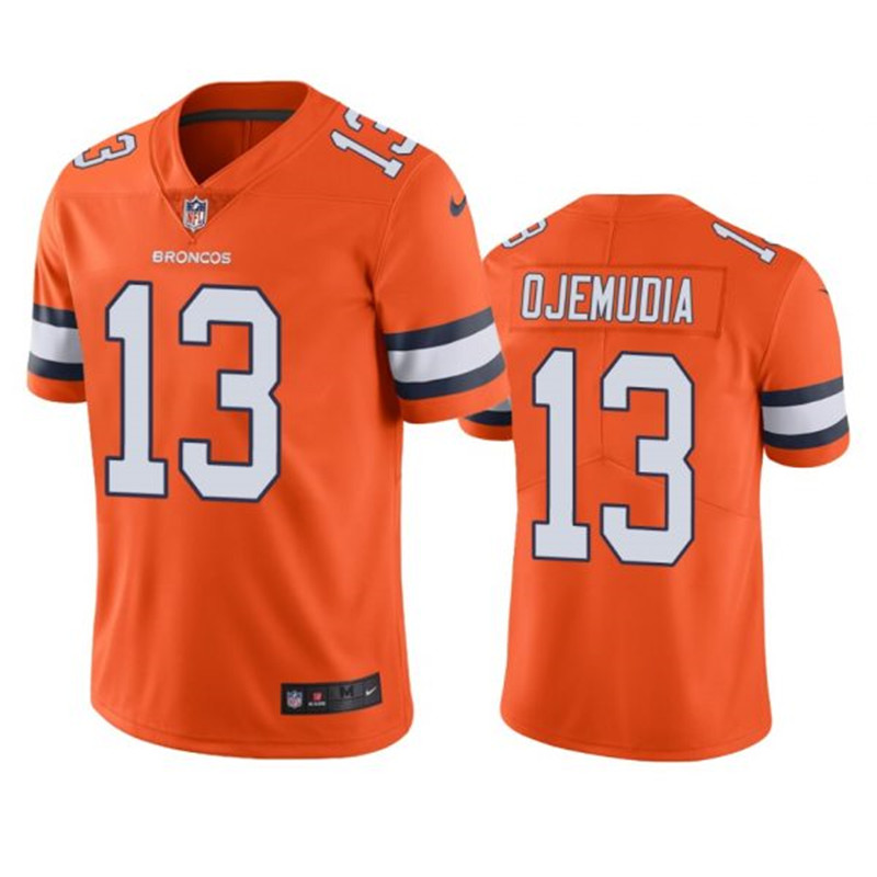 Nike Broncos 13 Michael Ojemudia Orange Color Rush Limited Jersey