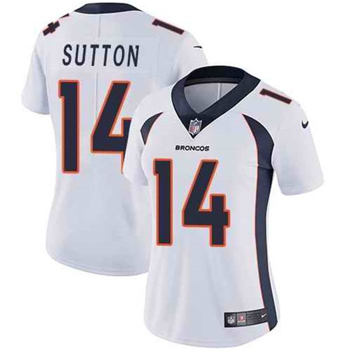  Broncos 14 Courtland Sutton White Women Vapor Untouchable Limited Jersey