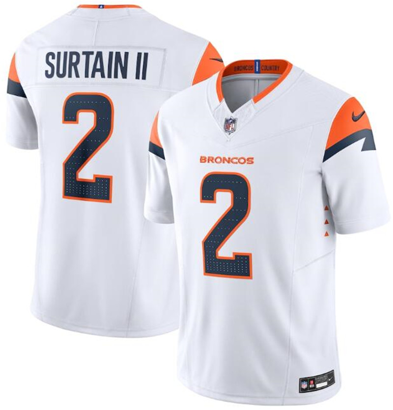 Nike Broncos 2 Pat Surtain II White 2024 F.U.S.E. Vapor Limited Jersey