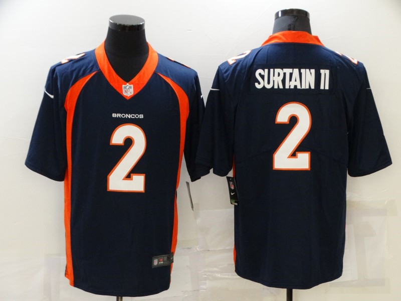 Nike Broncos 2 Patrick Surtain II Navy 2021 Draft Vapor Limited Jersey