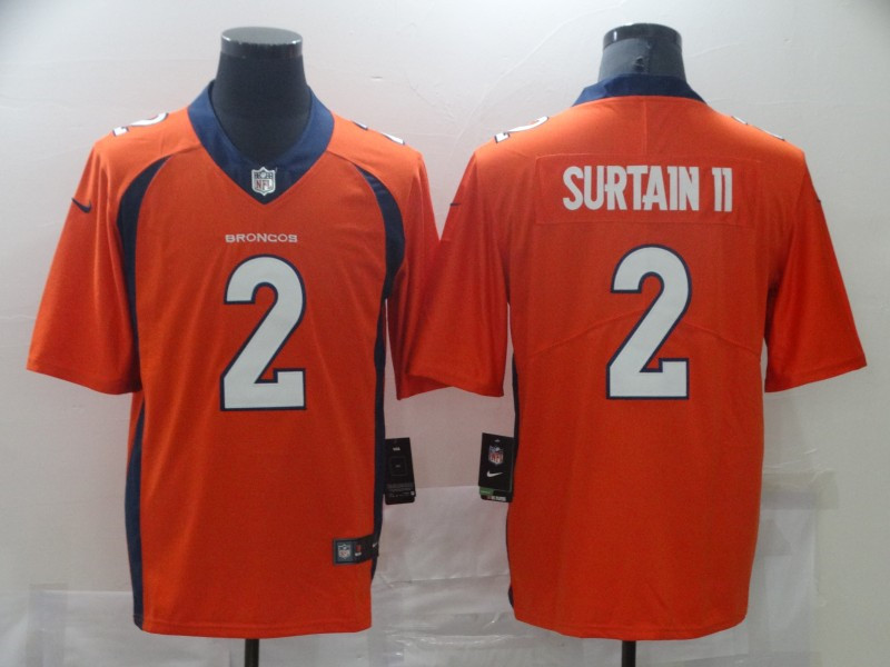 Nike Broncos 2 Patrick Surtain II Orange 2021 Draft Vapor Limited Jersey