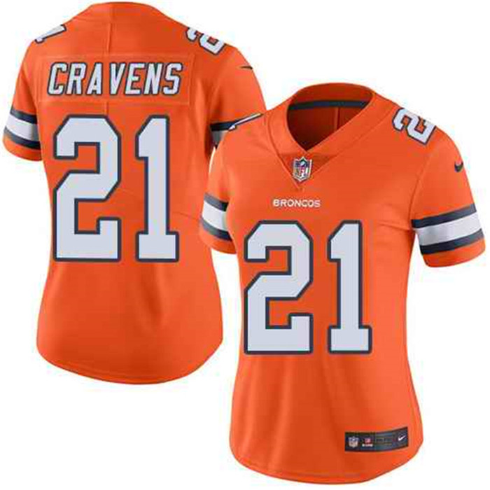  Broncos 21 Su'a Cravens Orange Women Color Rush Limited Jersey